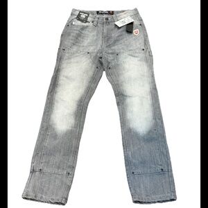 NWT ECKO UNLTD GREY LOOSE FIT CARGO PANTS SZ 29X30 STREETWEAR Y2K